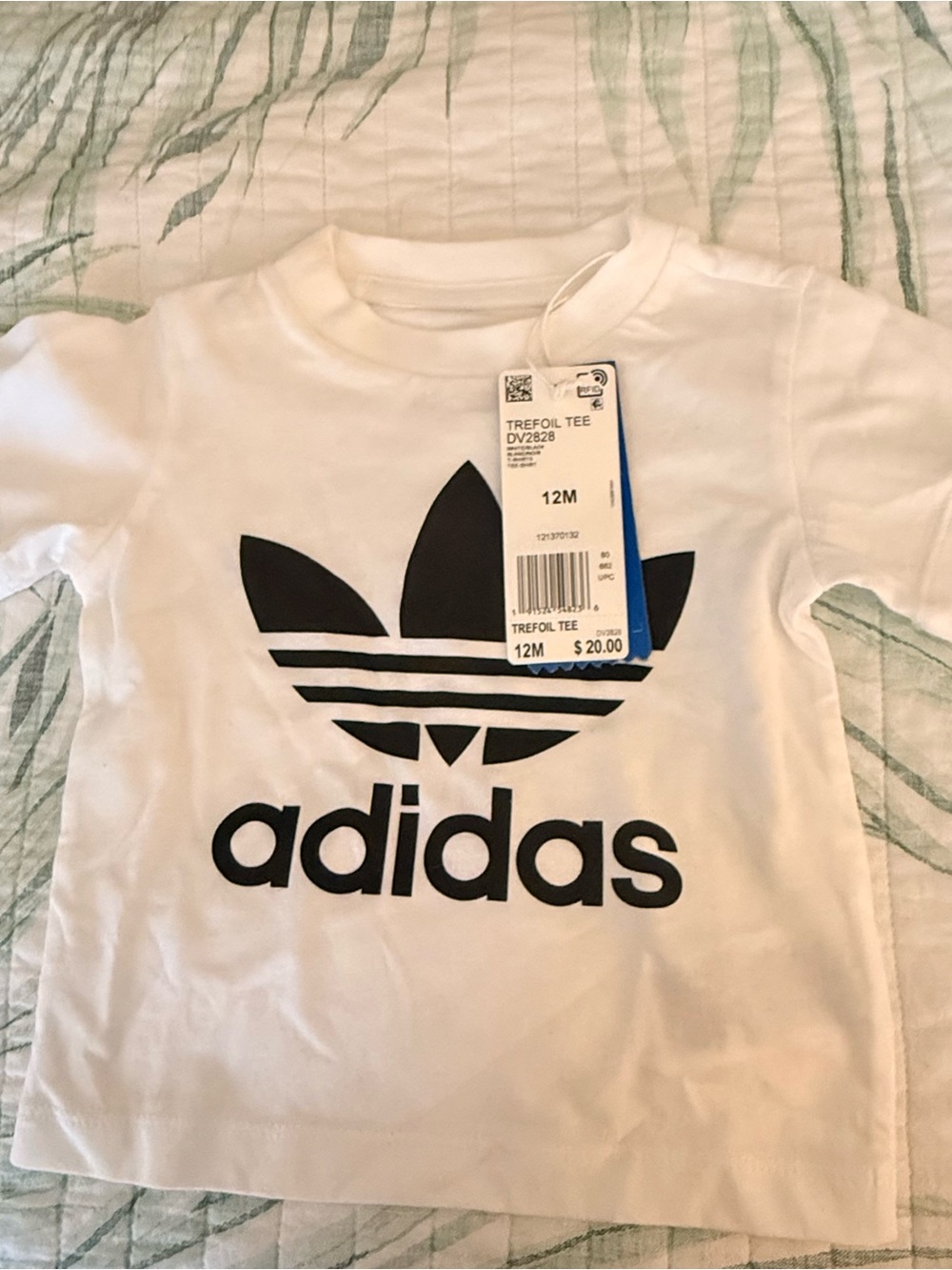 adidas White Short Sleeve Tee with Black Trefoil Logo